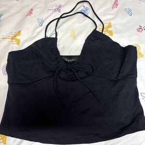 Black Cross Halter Crop Top